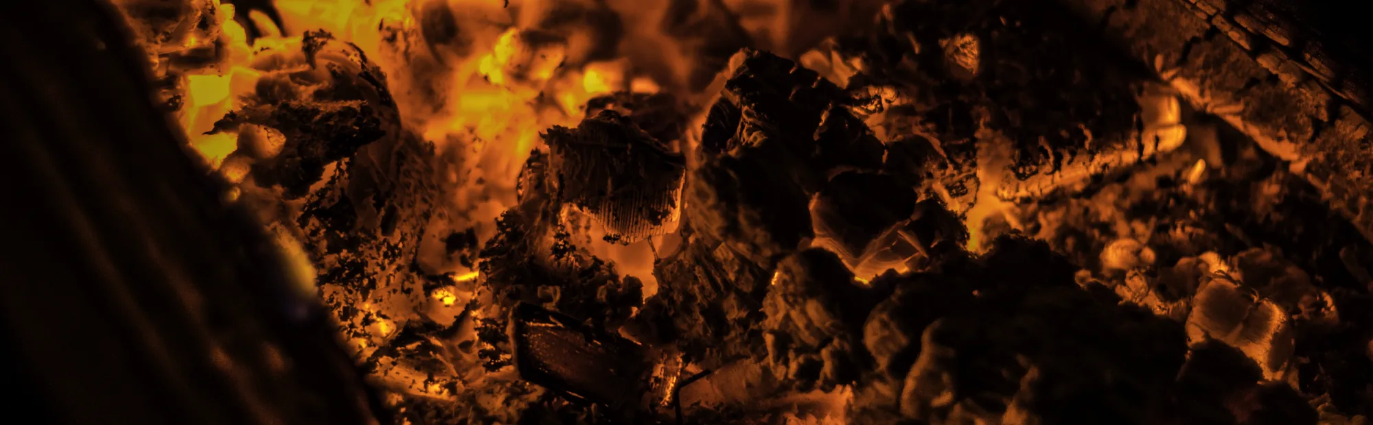 A deep bed of glowing coals.