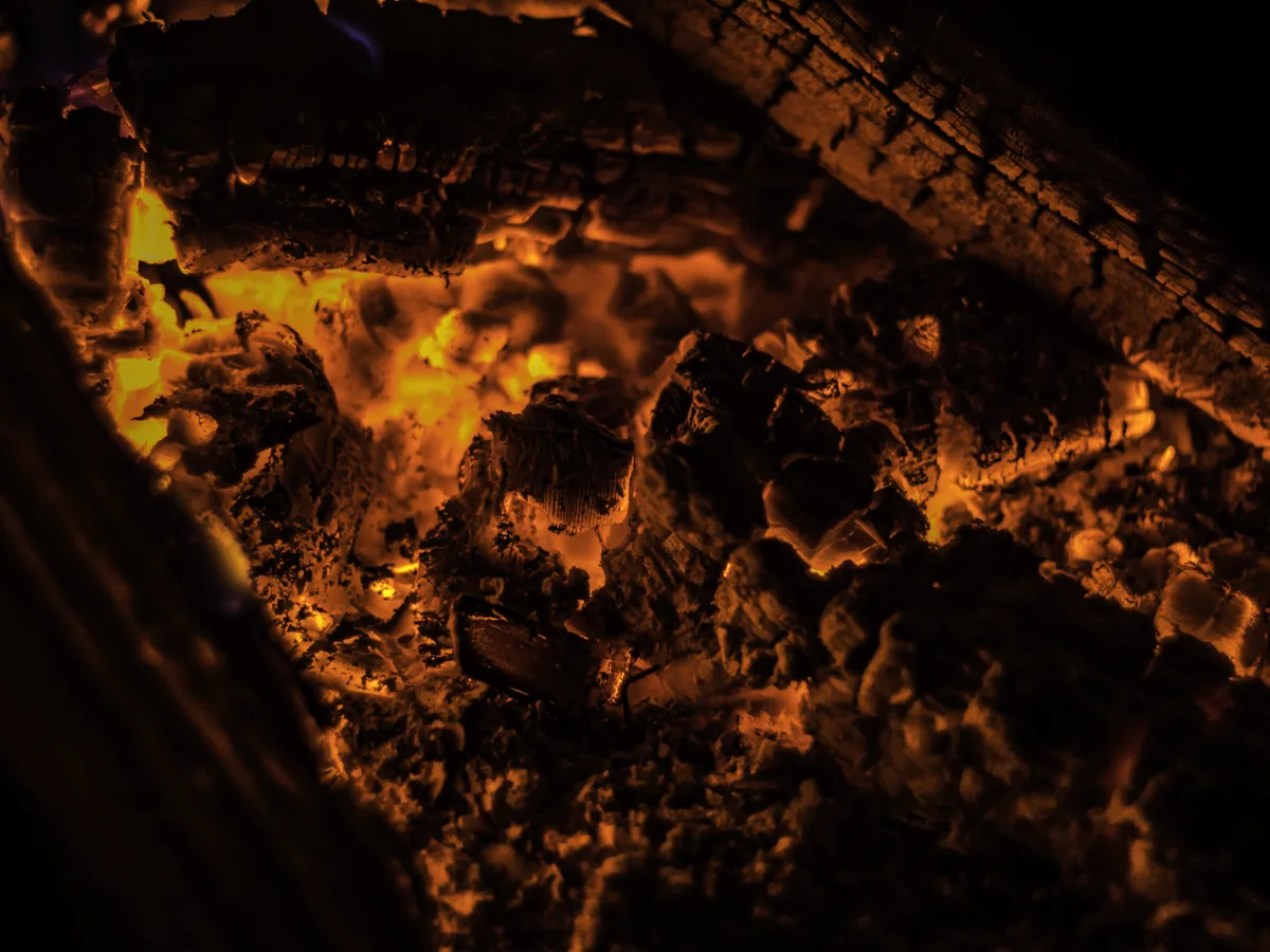 A deep bed of orange coals.